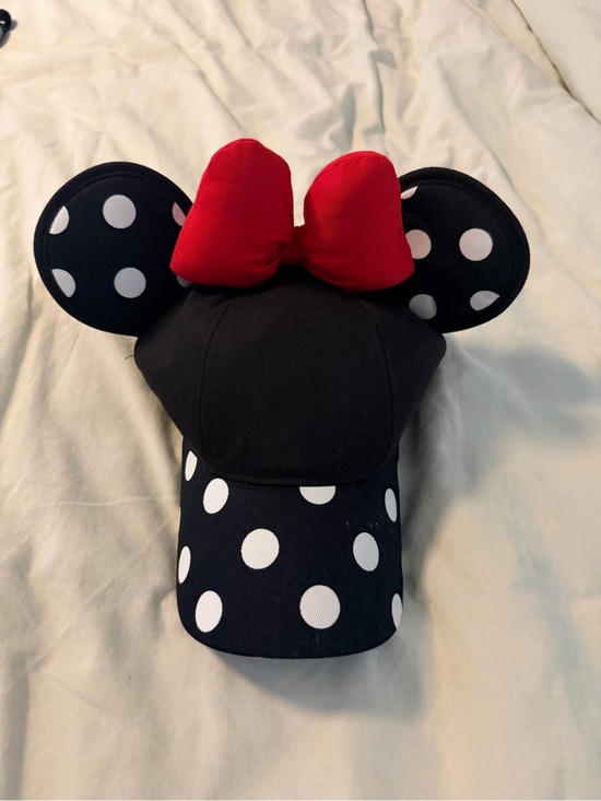 Disney Accessories - Disney Black & White Polka Dot Minnie Ear Hat with Red Bow